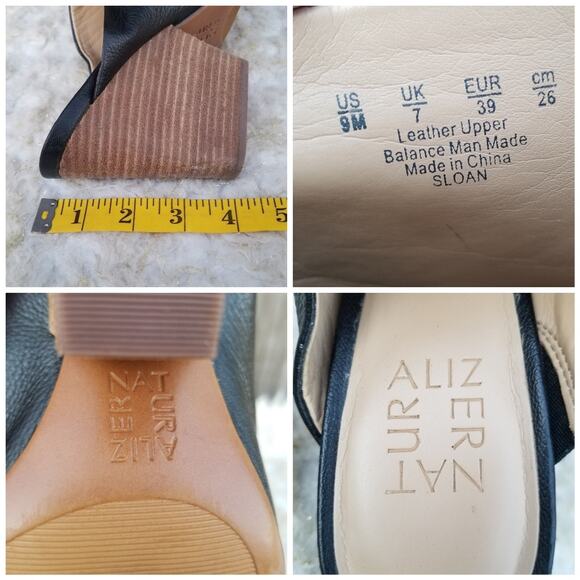 Black Heeled Mule Naturalizer Sloan Size 9 Leather Open Toe Slide Slip On VGUC - Picture 1 of 14